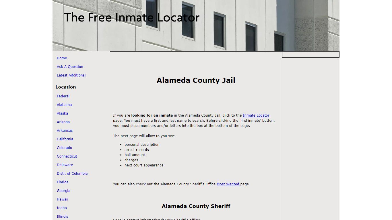 Alameda County Jail - thefreeinmatelocator.com